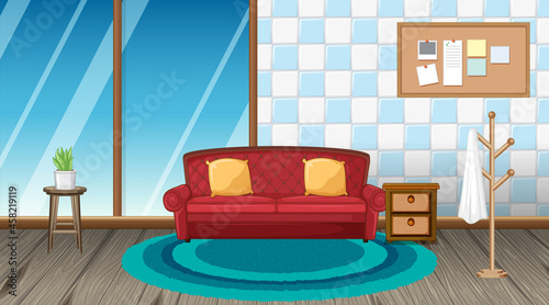 Living room interior design with furniture