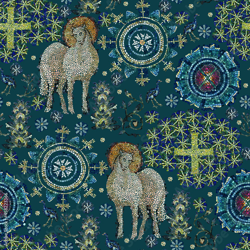 Byzantine Mosaic vector seamless pattern