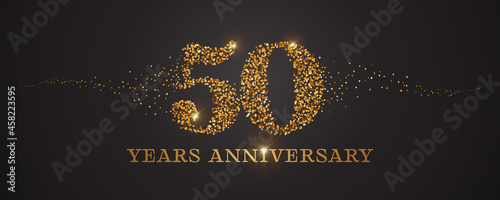 50 years anniversary vector icon, logo. Graphic design element with golden glitter number for 50th anniversary card photo