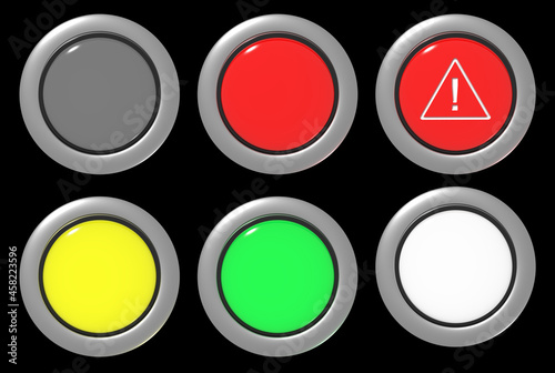 Multi-colored buttons of different activity.  3d render