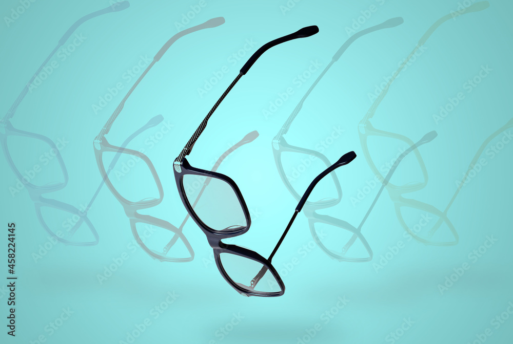 group of glasses floating isolated - online purchase - swipe to select concept