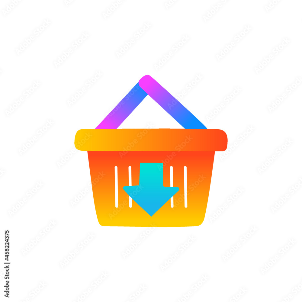 Add to Basket icon in gradient color style, isolated on white background Add to Basket icon in gradient color style, isolated on white background
