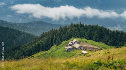 Cloudy landscape in the green mountains