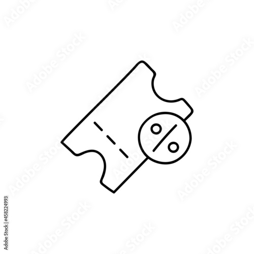 coupon percent discount icon in flat black line style, isolated on white background 