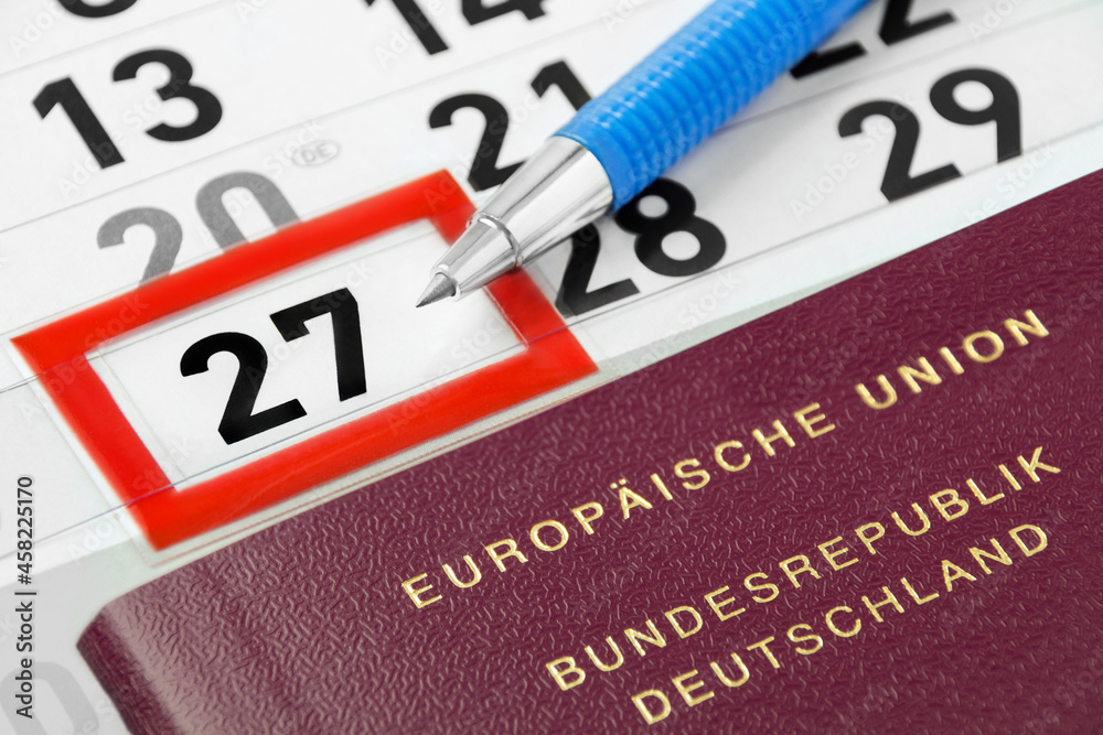 Kalender 27. September und Deutscher Reisepass Kalender 27. September und Deutscher Reisepass