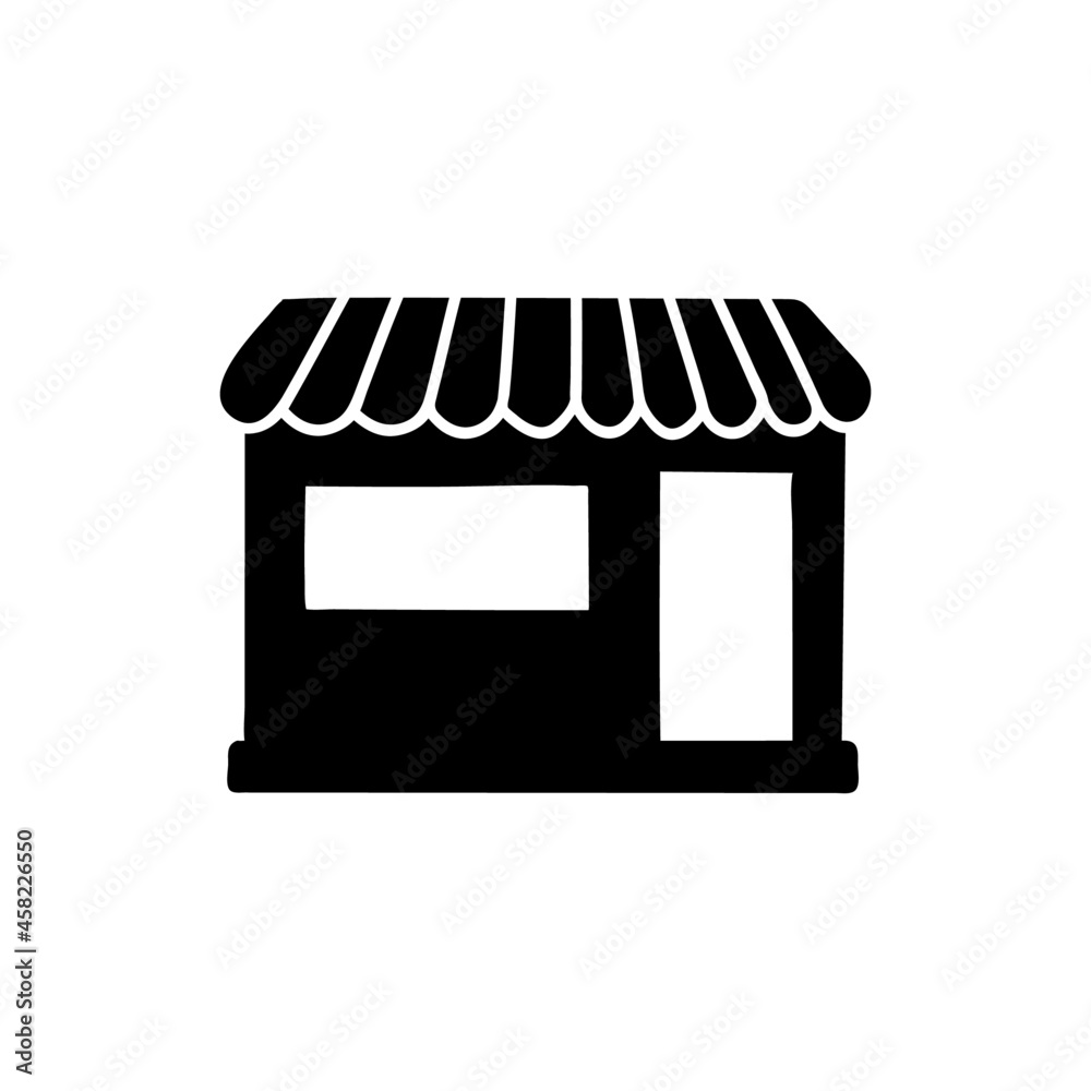 store icon in solid black flat shape glyph icon, isolated on white background store icon in solid black flat shape glyph icon, isolated on white background