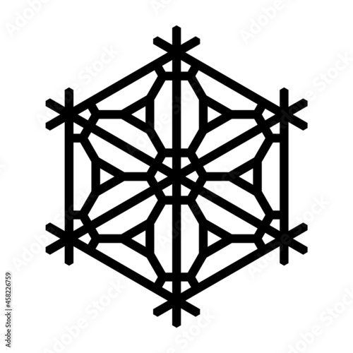 Design element in the form of a snowflake. Traditional Japanese craft Kumiko