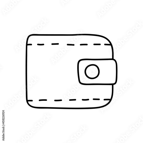 wallet icon in flat black line style, isolated on white background 