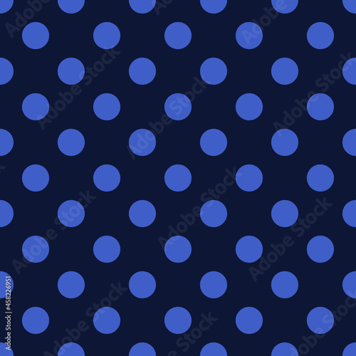 Seamless blue polka dot on dark blue background pattern