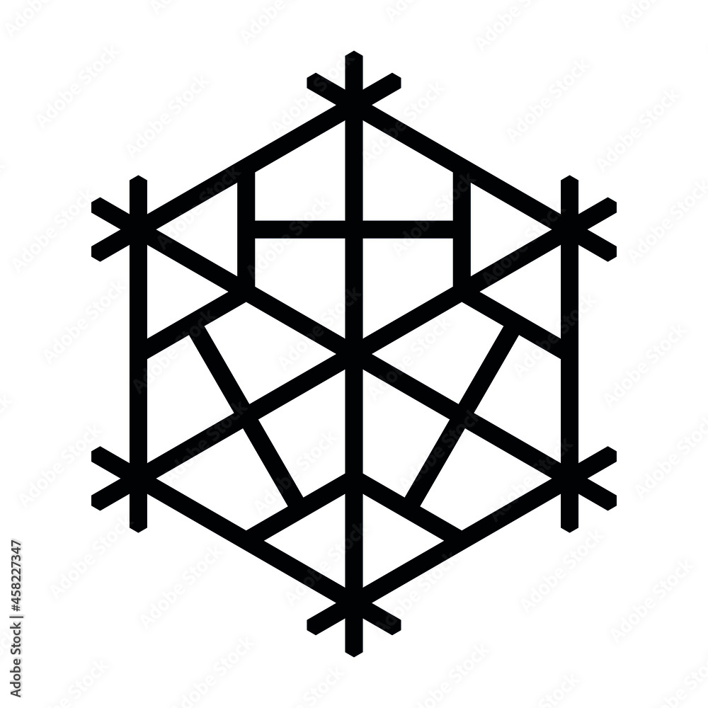 Design element in the form of a snowflake. Traditional Japanese craft Kumiko Design element in the form of a snowflake. Traditional Japanese craft Kumiko
