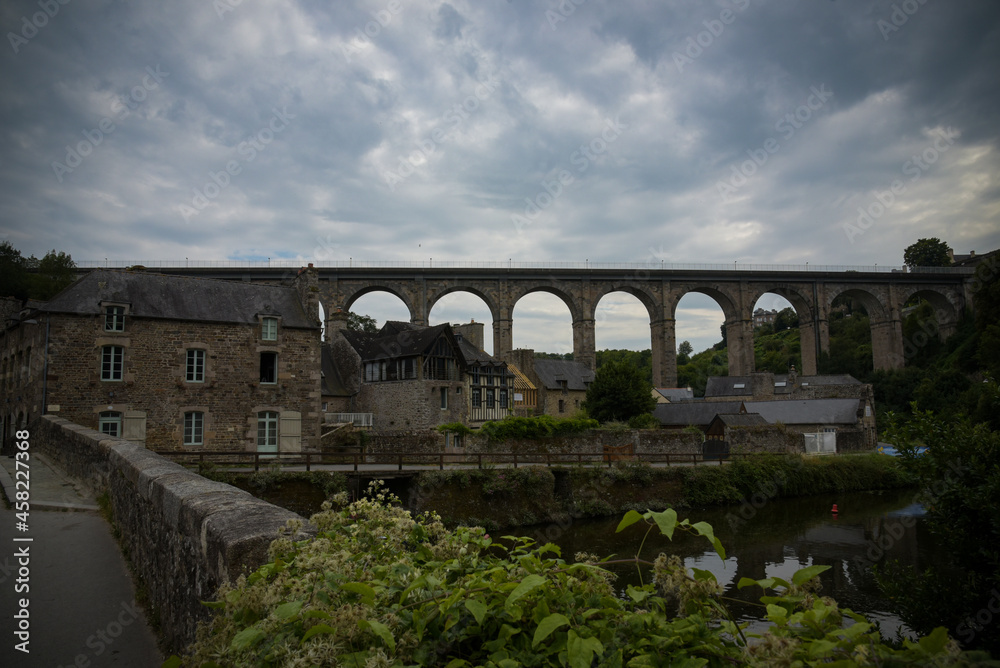 view on the viaduct and the city of dinan