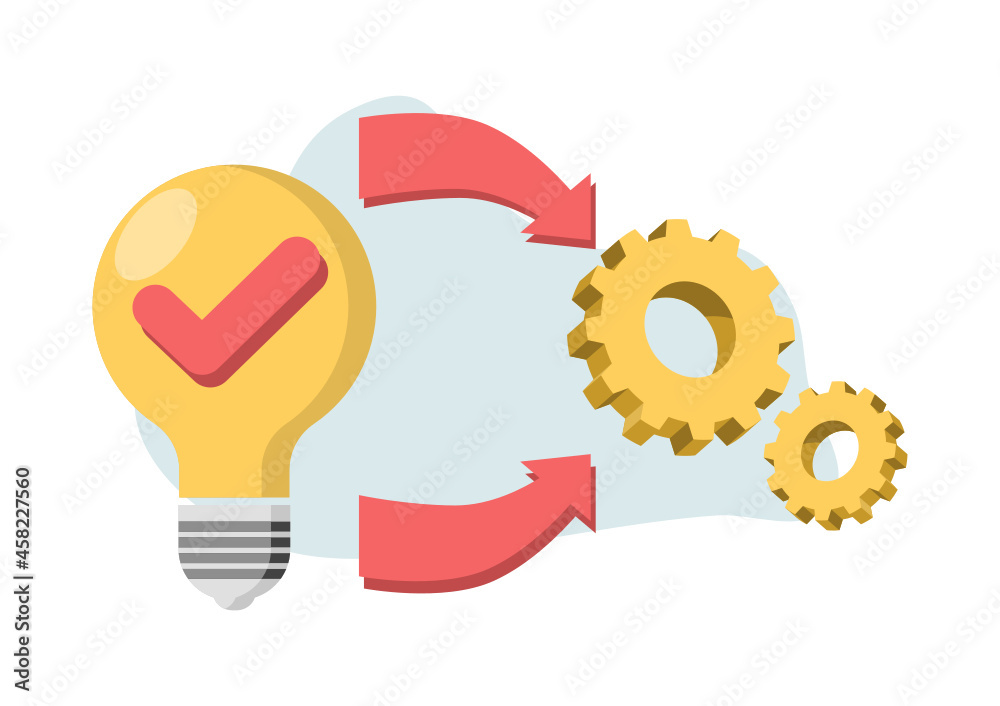 Vetor de Implementation process or integration of innovative ideas ...