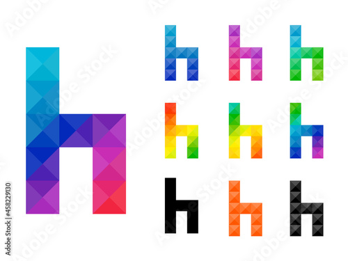 Set of colorful alphabet small letter h 3D icon logo. Vector illustration.