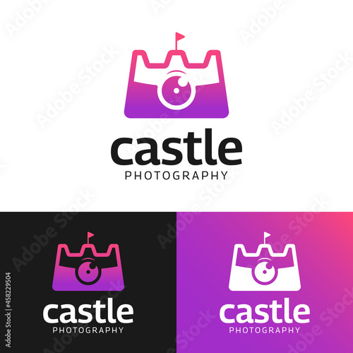 Castle Kingdom Camera for Photography Business Logo Design Template. Suitable for Photography Photographer Studio Production Multimedia Business Brand Company Logo Design.