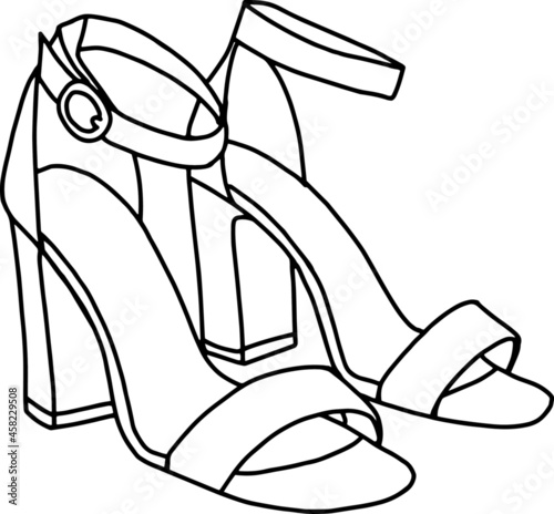Woman's shoes icon logo. Vector. Fashionable hidh heels. Silhouett