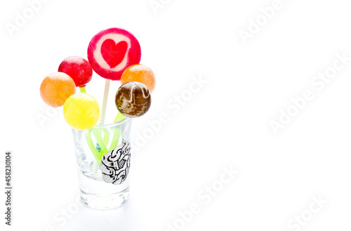 A lollipop, chupeta, lollipop, colored on white background, Spain