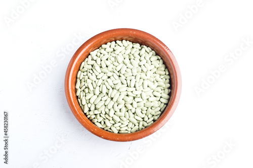 Beans or greens. On white background, in studio. Asturias, Spain
