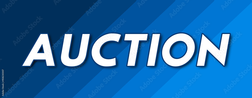 Auction - text written on striped blue background