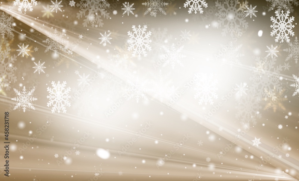 Brown abstract background. white bokeh snowflakes blurred beautiful shiny lights. use for Merry Christmas, happy new year wallpaper backdrop and your product.