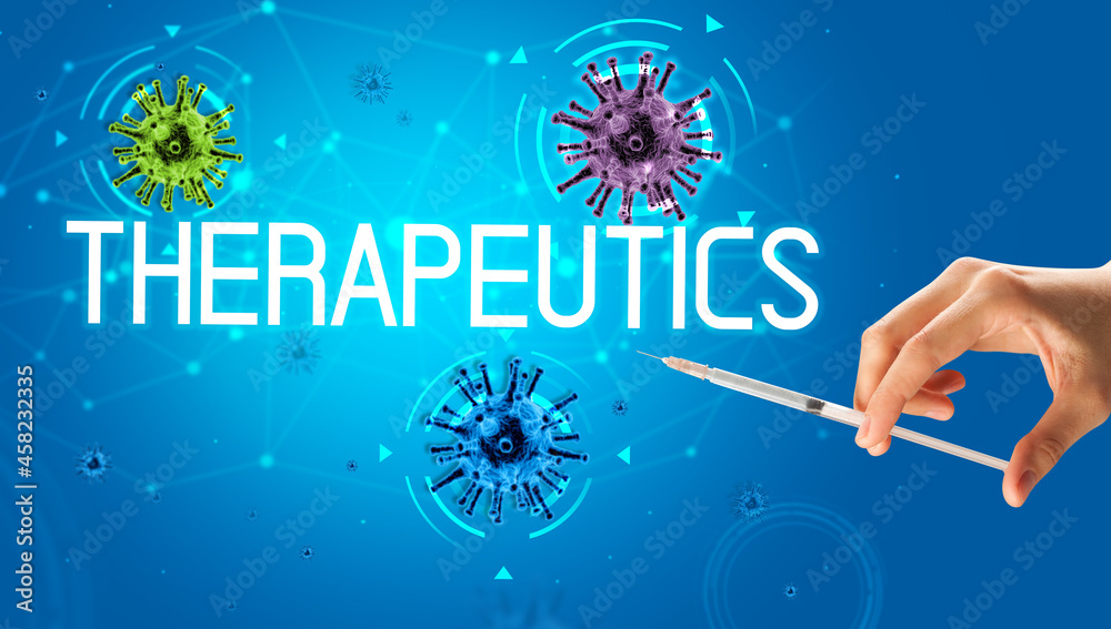 Syringe, medical injection in hand, coronavirus vaccine concept