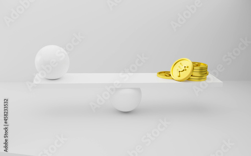 Indian Rupee Coin - Balancing the Indian Economy Concept 3D Illustration