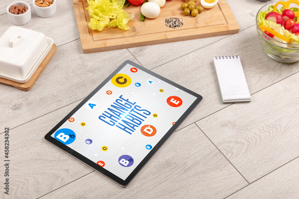 Healthy Tablet Pc compostion concept Healthy Tablet Pc compostion concept