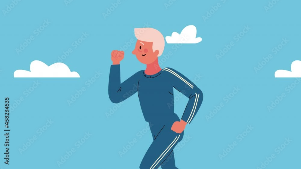 old woman practicing exercise animation