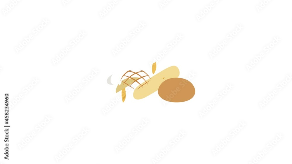 Rye bread and loaf icon animation isometric best object on white backgound Rye bread and loaf icon animation isometric best object on white backgound