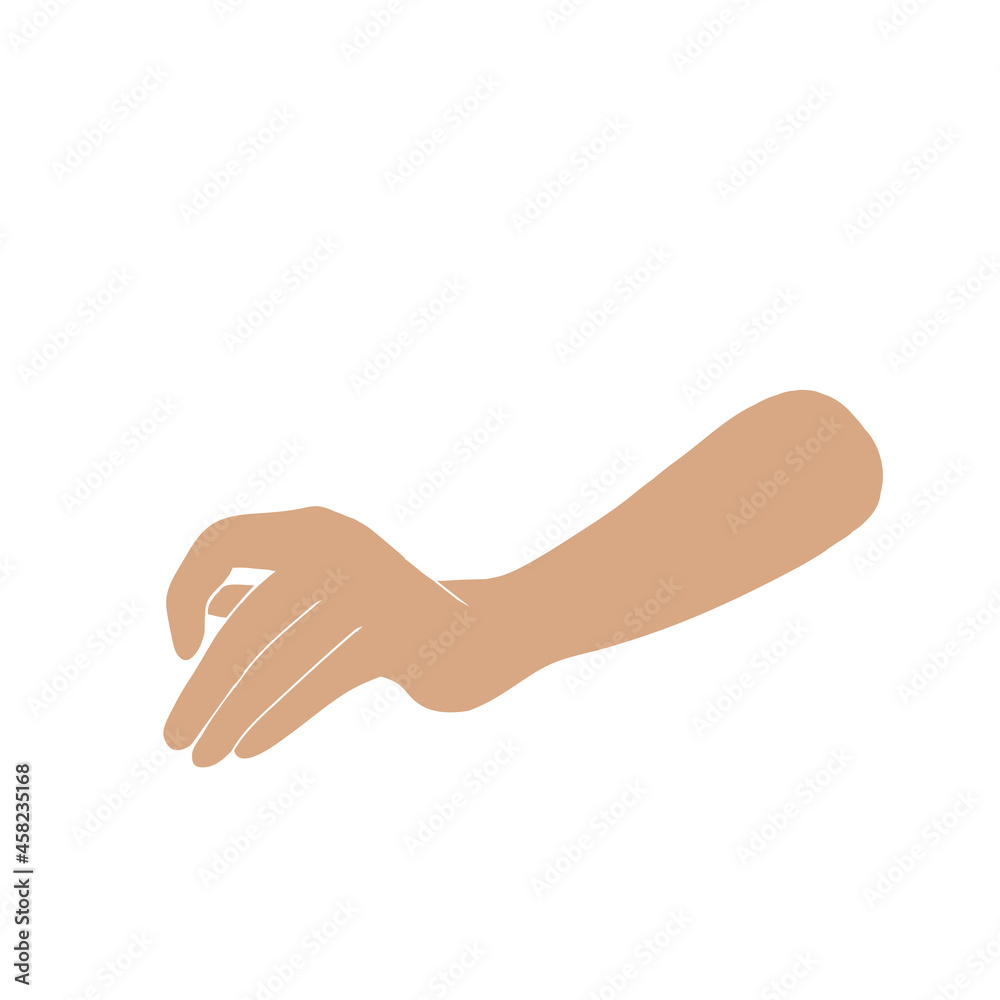 Women hand hand drawn minimal icon. Elegant female arm gesture. Vector logo Illustration in trendy flat style Women hand hand drawn minimal icon. Elegant female arm gesture. Vector logo Illustration in trendy flat style