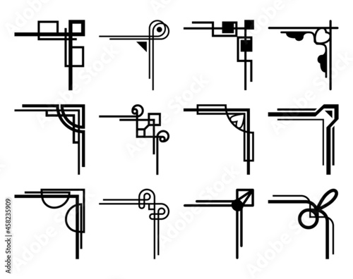 Asian corner frames, Chinese ornament borders