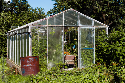 ekologiczna farma z warzywnym naturalnym ogródkiem, szklarnia na wsi 