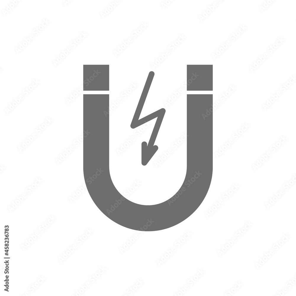 Magnet grey icon. Isolated on white background Magnet grey icon. Isolated on white background