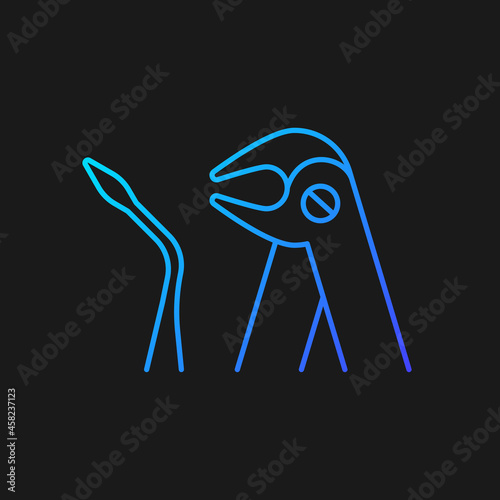 Tooth extraction tools gradient vector icon for dark theme. Dental forceps and elevator. Oral surgery instruments. Thin line color symbol. Modern style pictogram. Vector isolated outline drawing