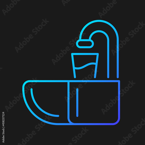 Dental spit bowl gradient vector icon for dark theme. Cuspidor for expectorating. Dentistry equipment. Spit out saliva. Thin line color symbol. Modern style pictogram. Vector isolated outline drawing