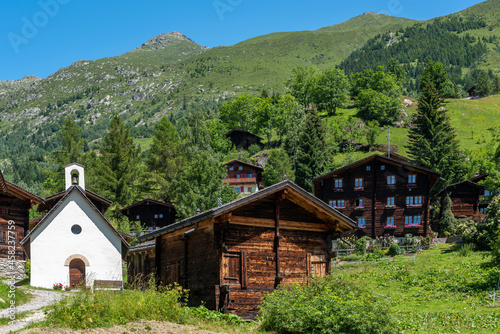Eggen hamlet by Bellwald with the Mother of God Chapel