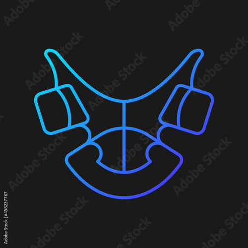 Dental retainer gradient vector icon for dark theme. Realigning teeth device. Holding teeth into correct position. Thin line color symbol. Modern style pictogram. Vector isolated outline drawing