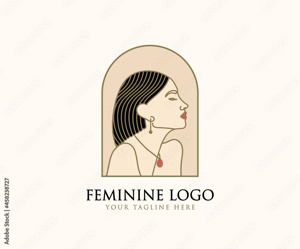 Hand drawn feminine woman beauty minimal face and floral botanical logo template for makeup spa salon skin & hair care line art portrait vector printable Hand drawn feminine woman beauty minimal face and floral botanical logo template for makeup spa salon skin & hair care line art portrait vector printable