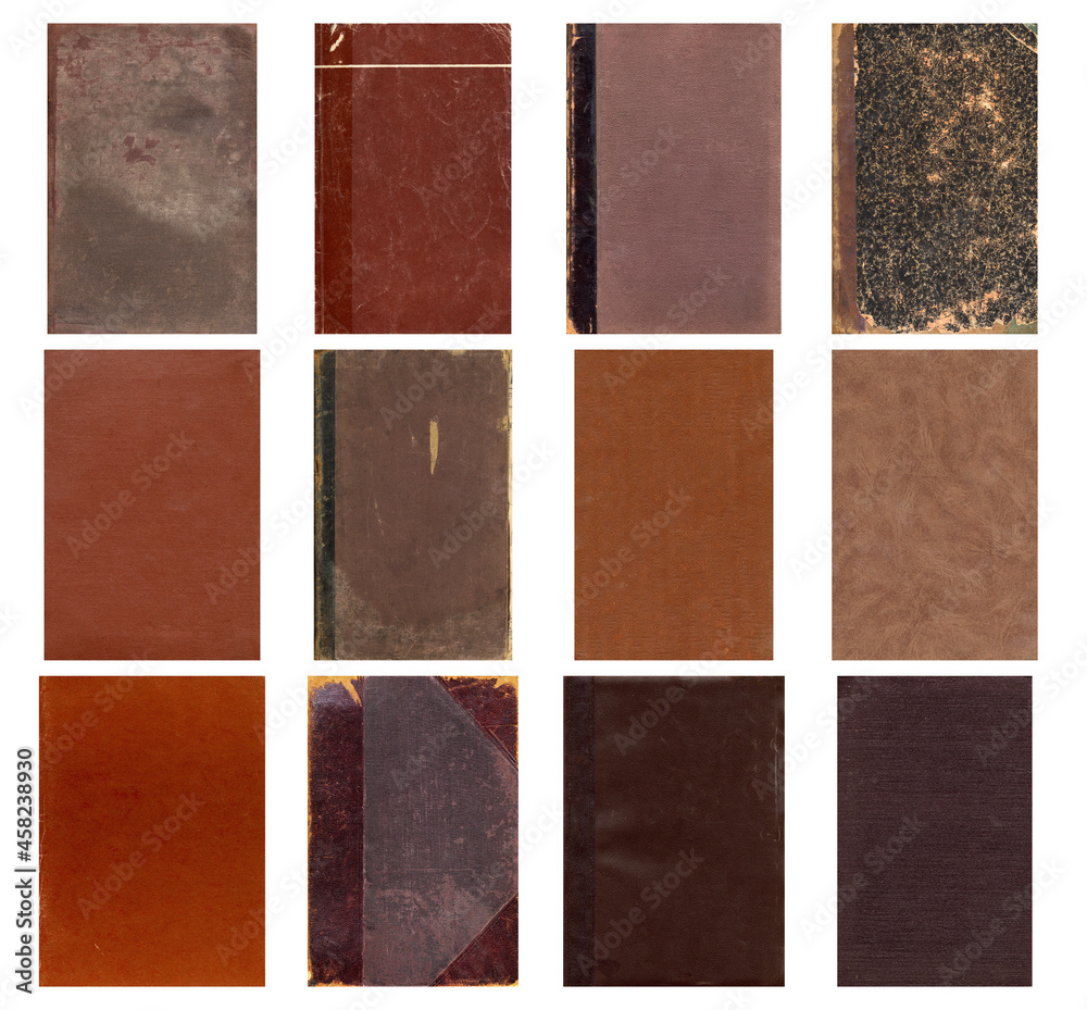 Fototapeta premium Paper and textile textures set. Blank retro pages and old book covers. Rough faded canvas surface. Perfect for background and vintage style design. Empty place for text.