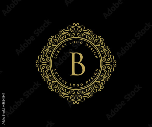 Vintage luxury ornamental logo with floral ornament. Suitable for whiskey, alcohol, beer, brewery, wine, barber shop, coffee shop, tattoo studio, salon, boutique, hotel, shop signage restaurant hotel 