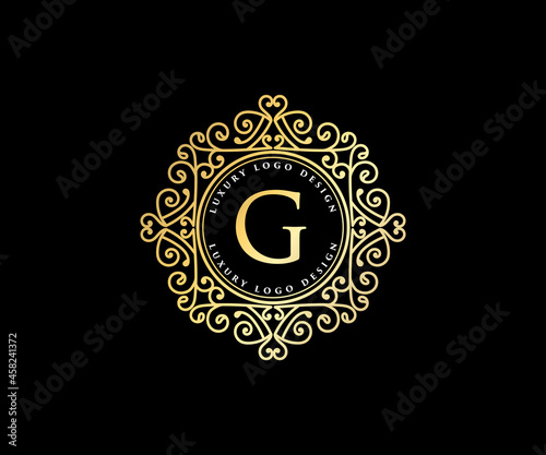 Vintage luxury ornamental logo with floral ornament. Suitable for whiskey, alcohol, beer, brewery, wine, barber shop, coffee shop, tattoo studio, salon, boutique, hotel, shop signage restaurant hotel 
