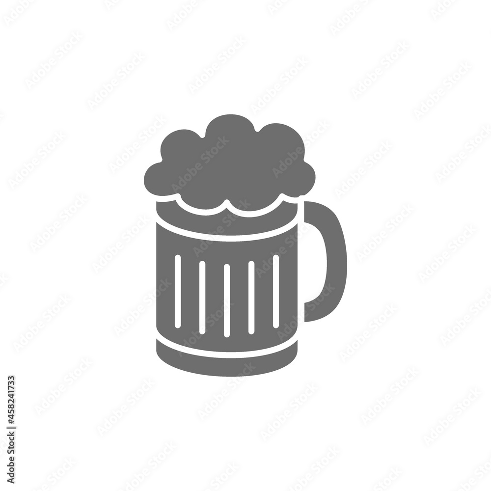 Beer mug grey icon. Isolated on white background Beer mug grey icon. Isolated on white background