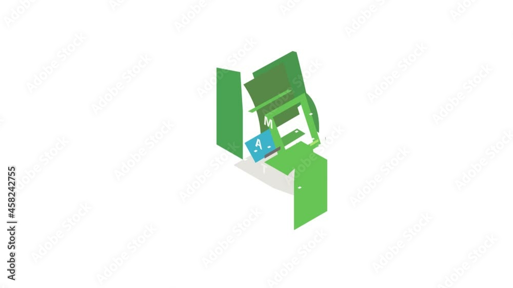 Atm icon animation isometric best object on white backgound