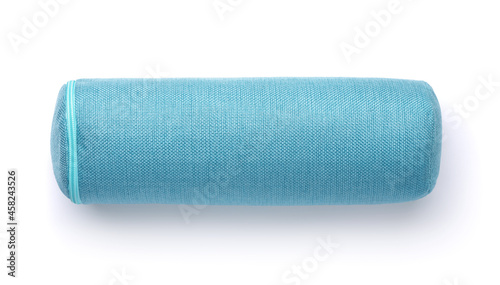 Top view of blue cervical neck roll pillow photo