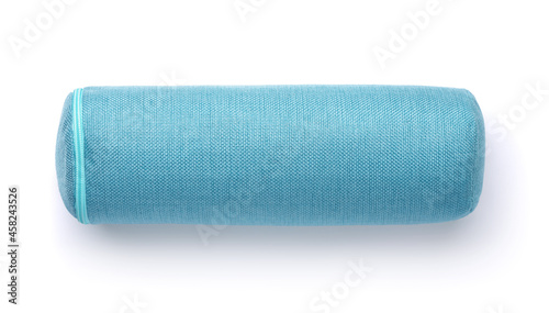 Fotografi Top view of blue cervical neck roll pillow