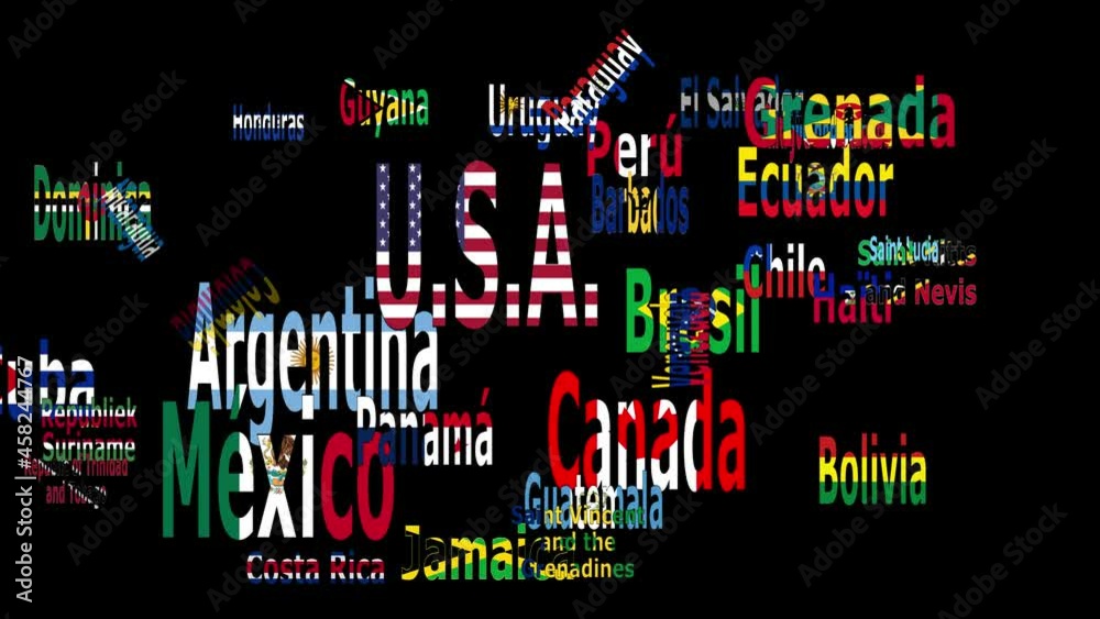 Nombre paises y banderas continente americano