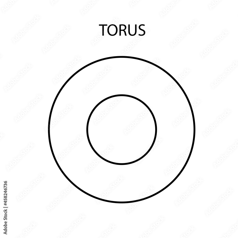 black linear torus for game, icon, package design, logo, mobile, ui, web, education. Torus on a white background. Geometric figures for your design. Outline. black linear torus for game, icon, package design, logo, mobile, ui, web, education. Torus on a white background. Geometric figures for your design. Outline.