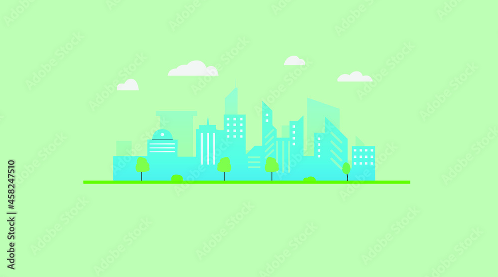 Obraz premium Плоский дизайн современных городских зданий. Плоский город