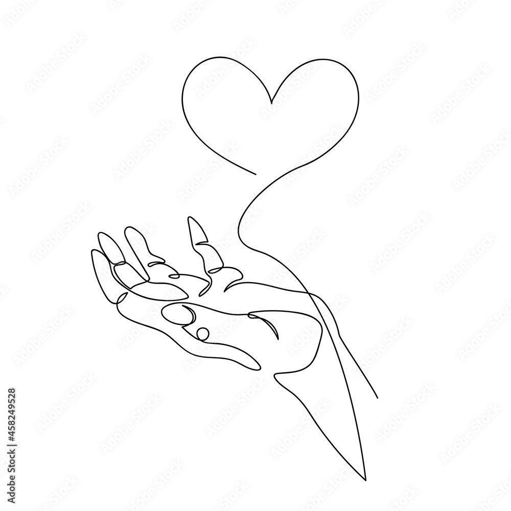 Hand drawn in one line. Wrist. Continuous line.