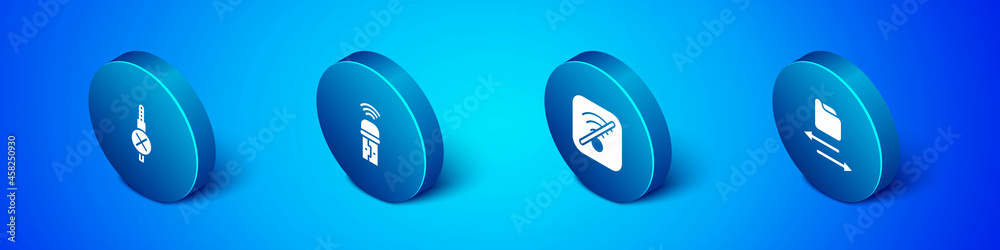 Set Isometric No audio jack, Wi-Fi wireless internet, Transfer files and Usb adapter icon. Vector Set Isometric No audio jack, Wi-Fi wireless internet, Transfer files and Usb adapter icon. Vector