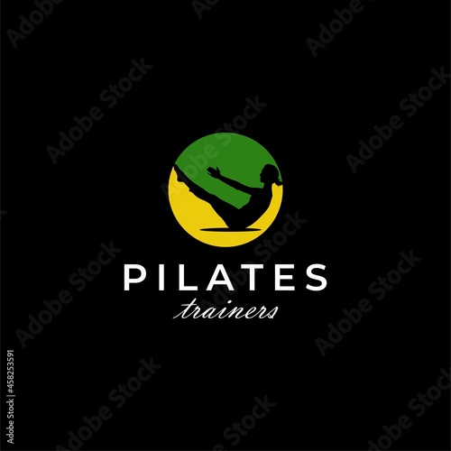 Woman Pilates Workout  health sports Logo Design